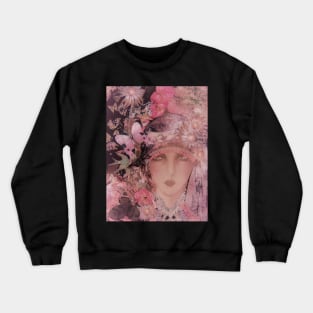 PINK CHINTZ FLORAL FLAPPER ART DECO COLLAGE POSTER PRINT Crewneck Sweatshirt